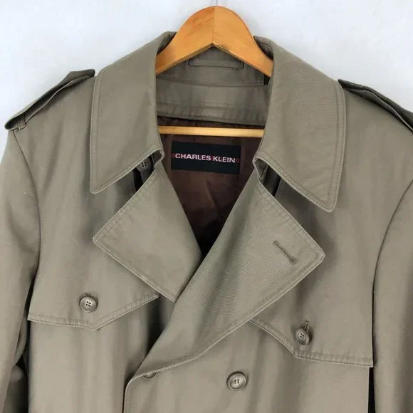 Charles Klein Men's Size 42R Brown Double Breasted Long Sleeve Trench Coat - Picture 4 of 11
